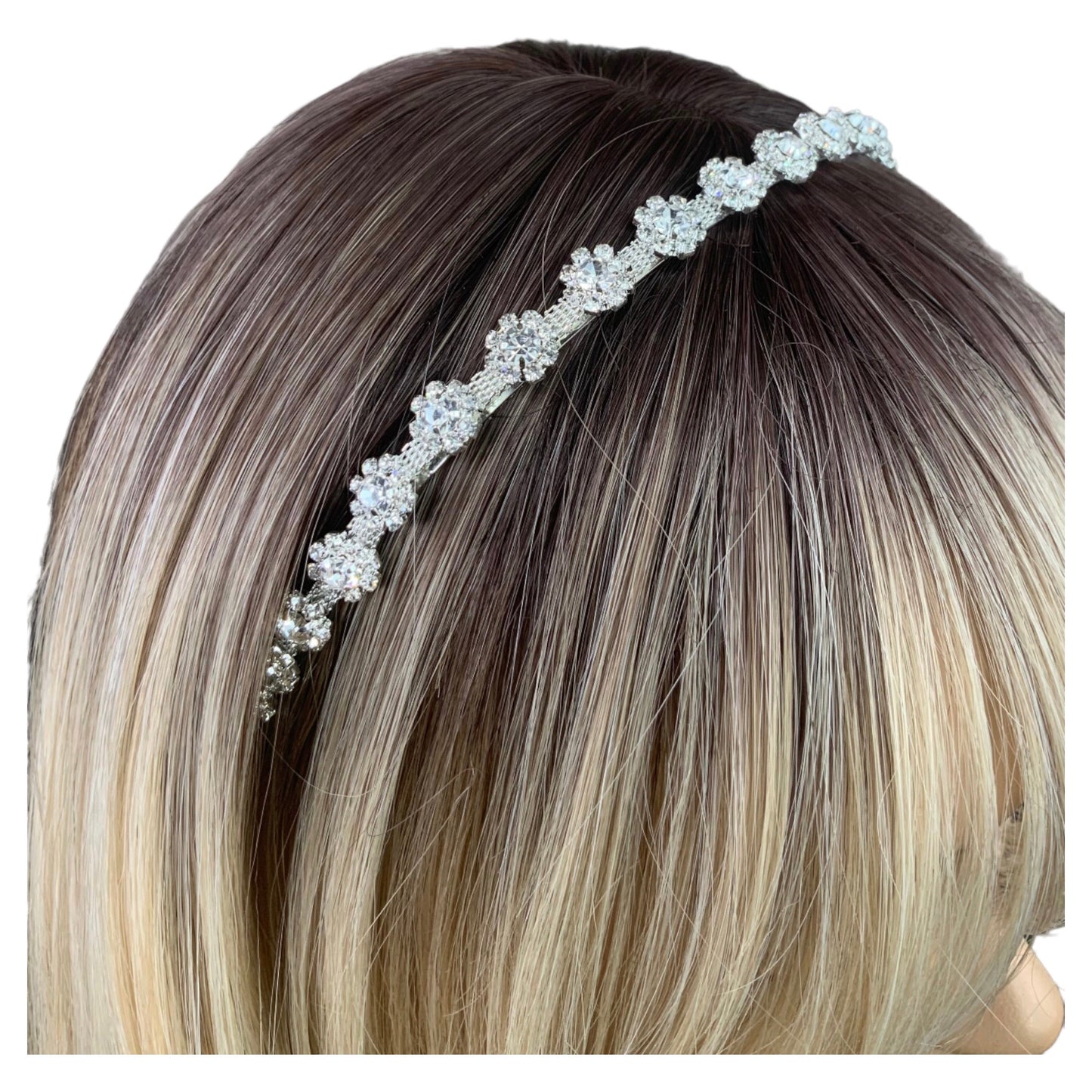 Clear Rhinestone Silver Headband