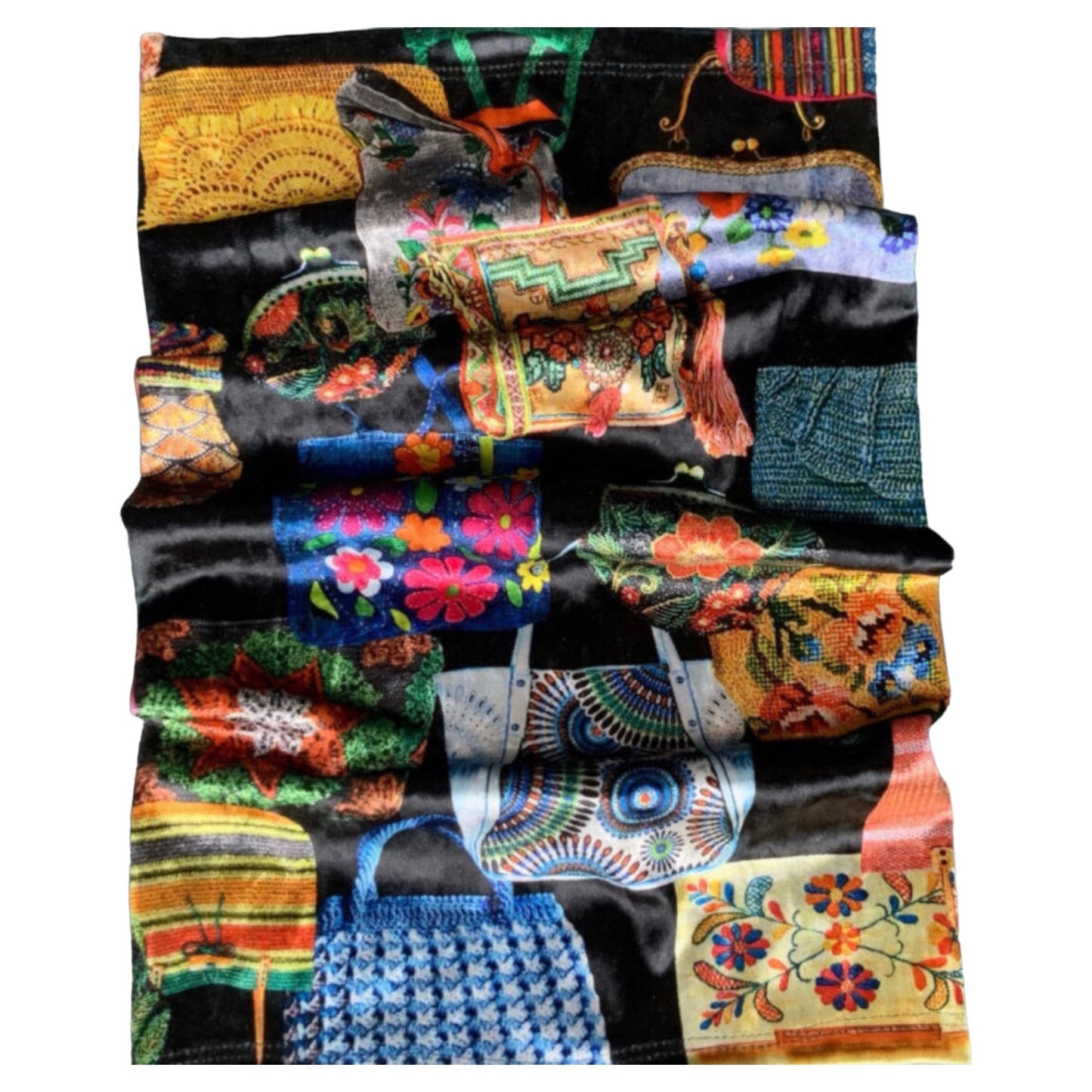 Multicolor Purse Print Velvet Big Band