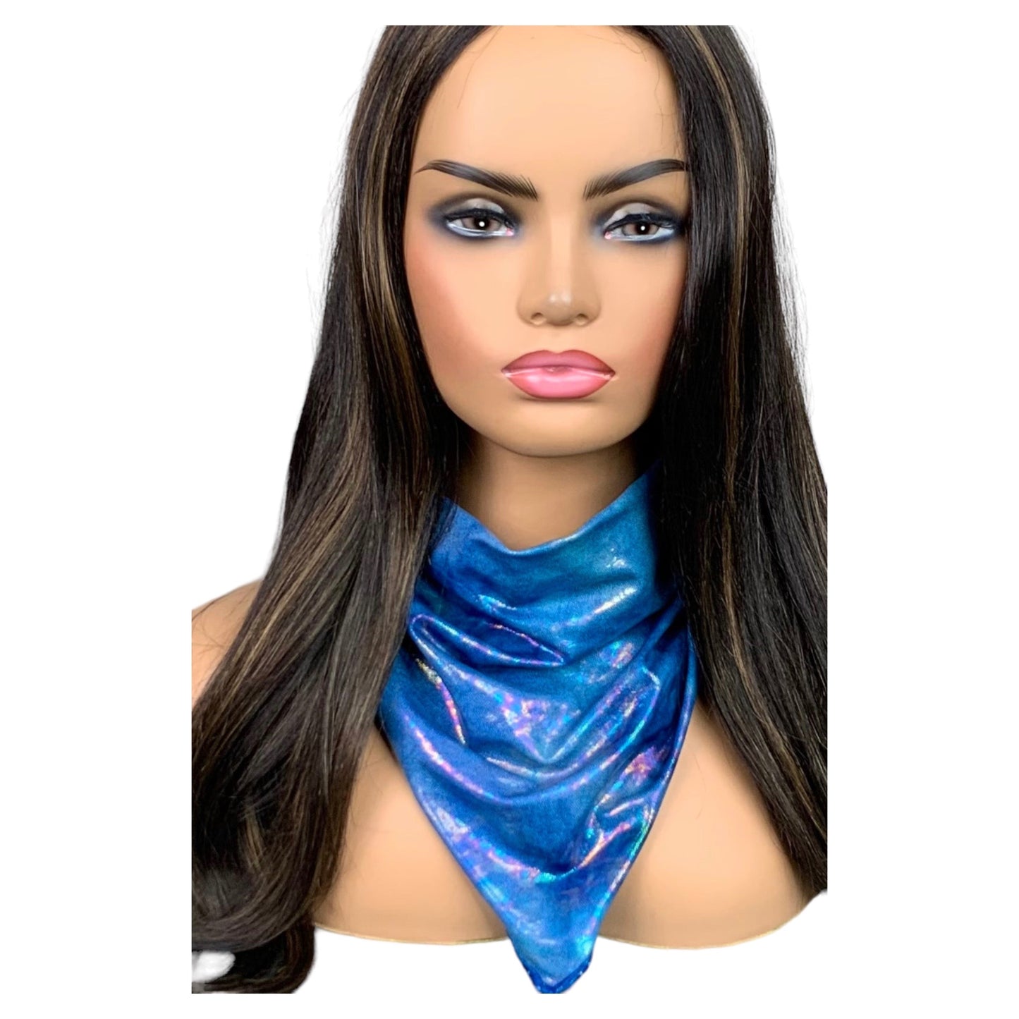 Blue Iridescent Stretch Bandana Scarf