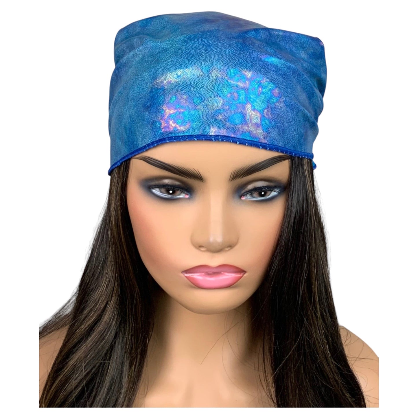 Blue Iridescent Stretch Bandana Scarf