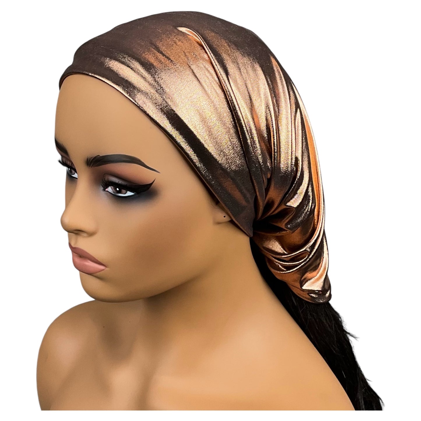 Metallic Copper Wide Scrunch Headband