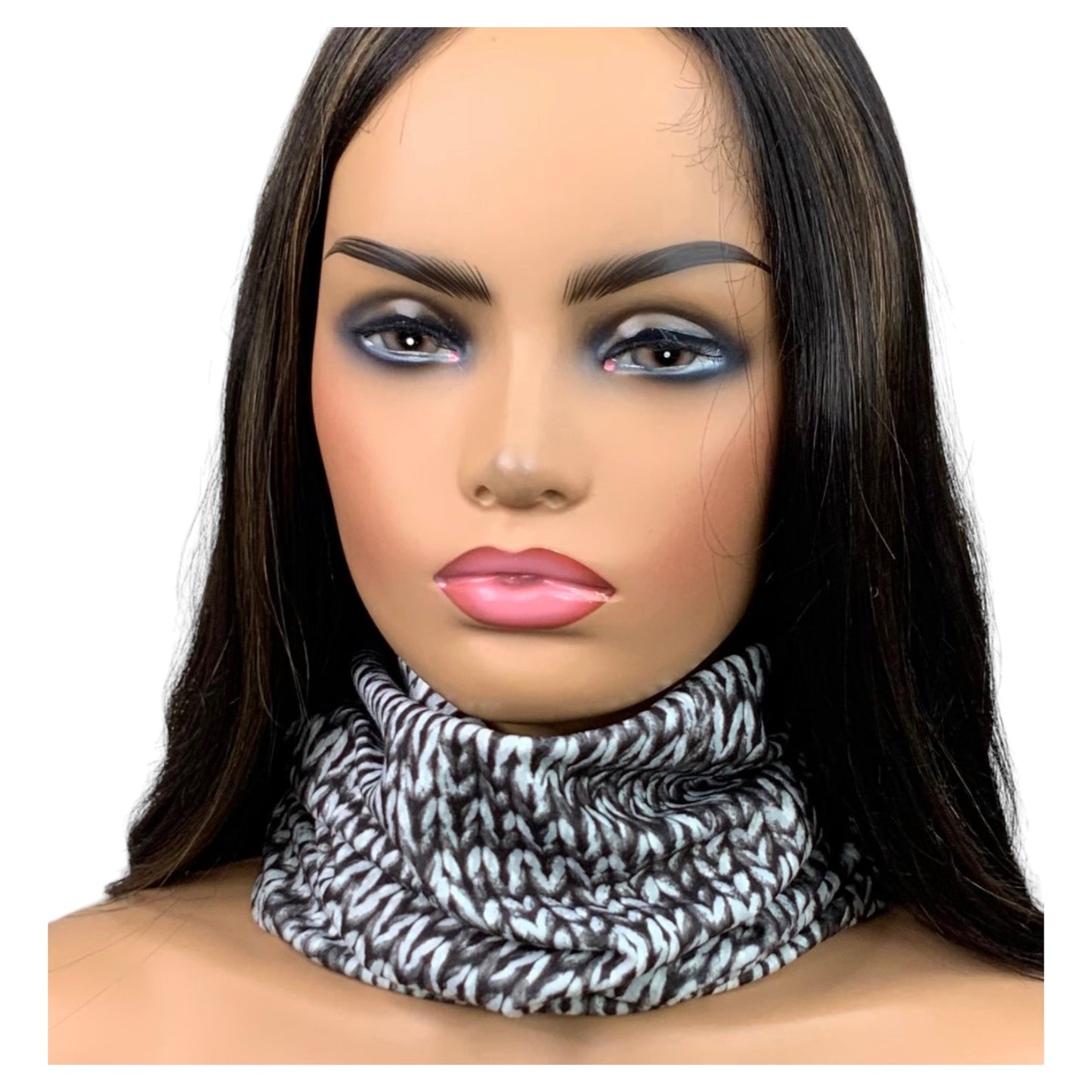 Black and White Knit Print Wide Scrunch Headband