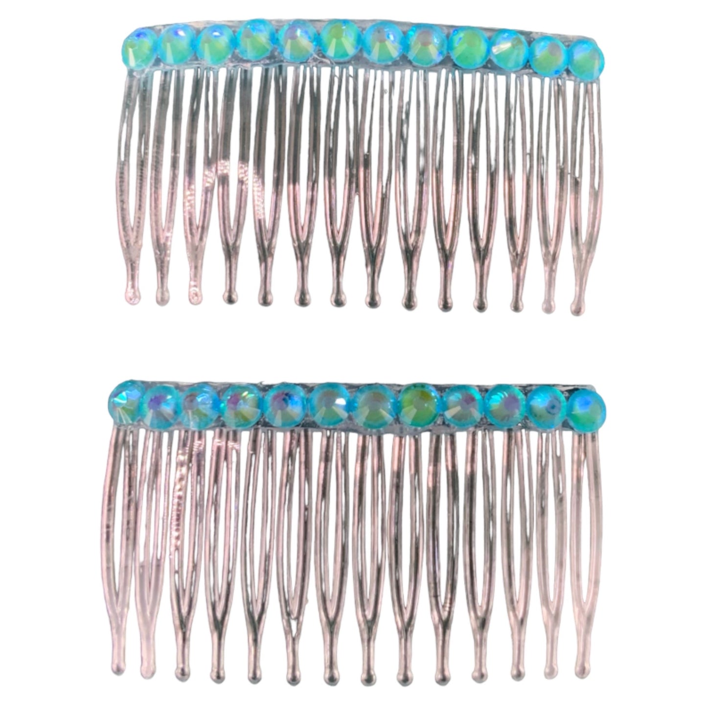 Luminous Blue Rhinestone Hair Comb Set