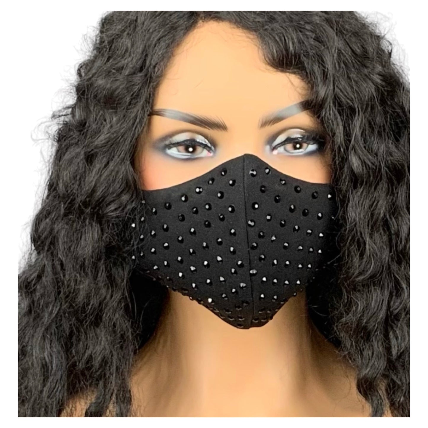 Black Face Mask with Rhinestones