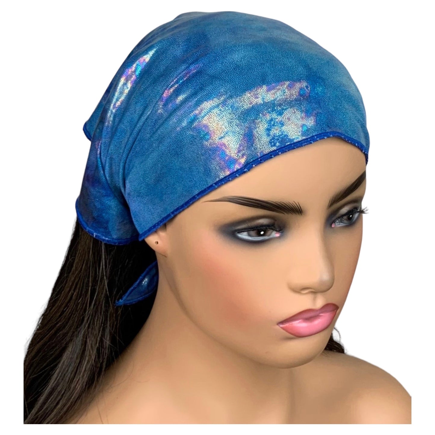 Blue Iridescent Stretch Bandana Scarf