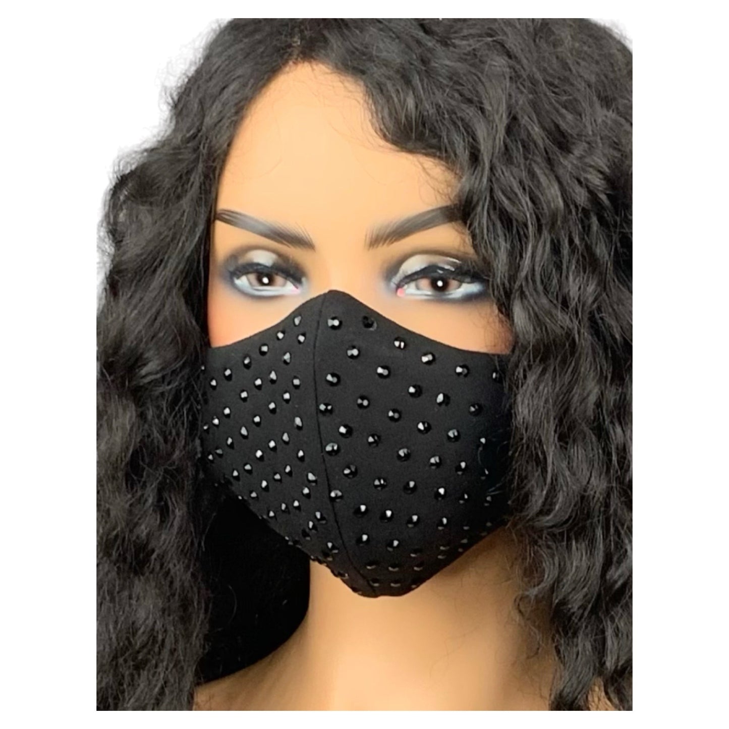 Black Face Mask with Rhinestones