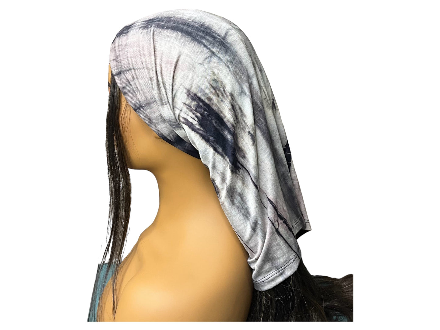 Beige and Black Tie Dye Wide Scrunch Headband