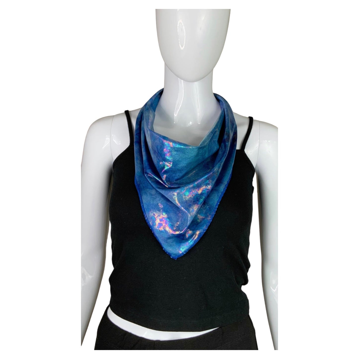 Blue Iridescent Stretch Bandana Scarf