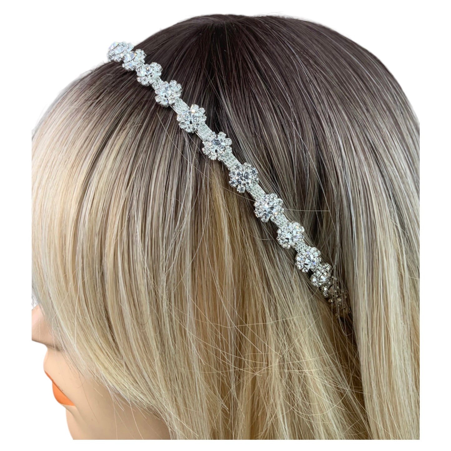 Clear Rhinestone Silver Headband