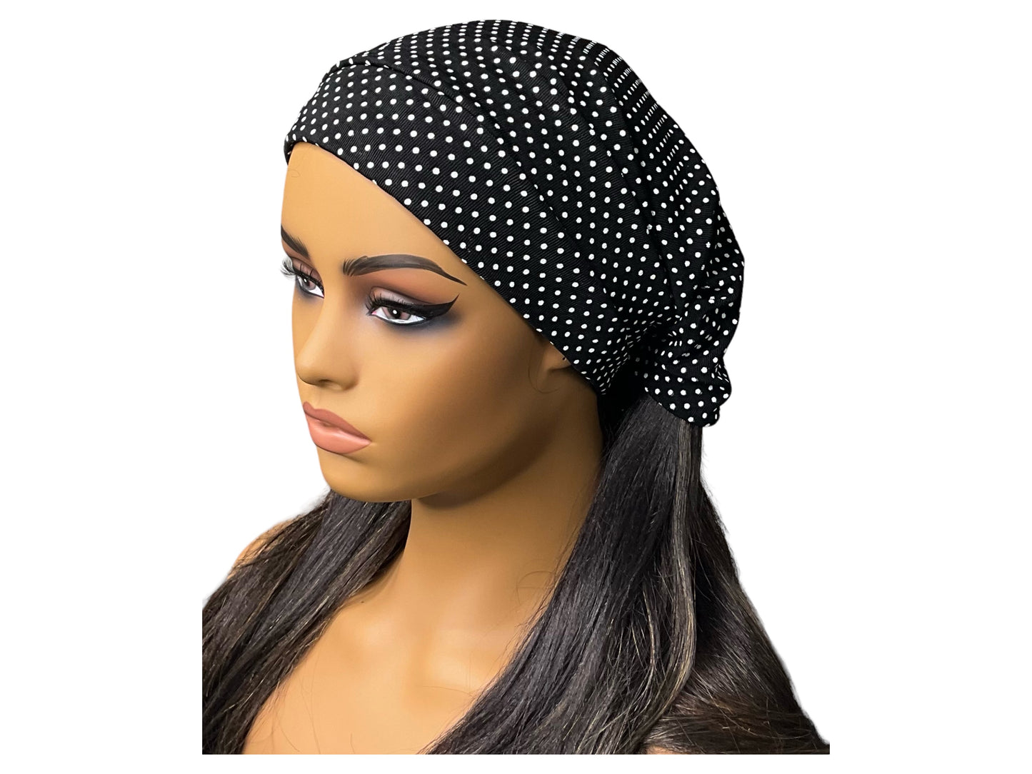 Black and White Polka dot Wide Scrunch Headband