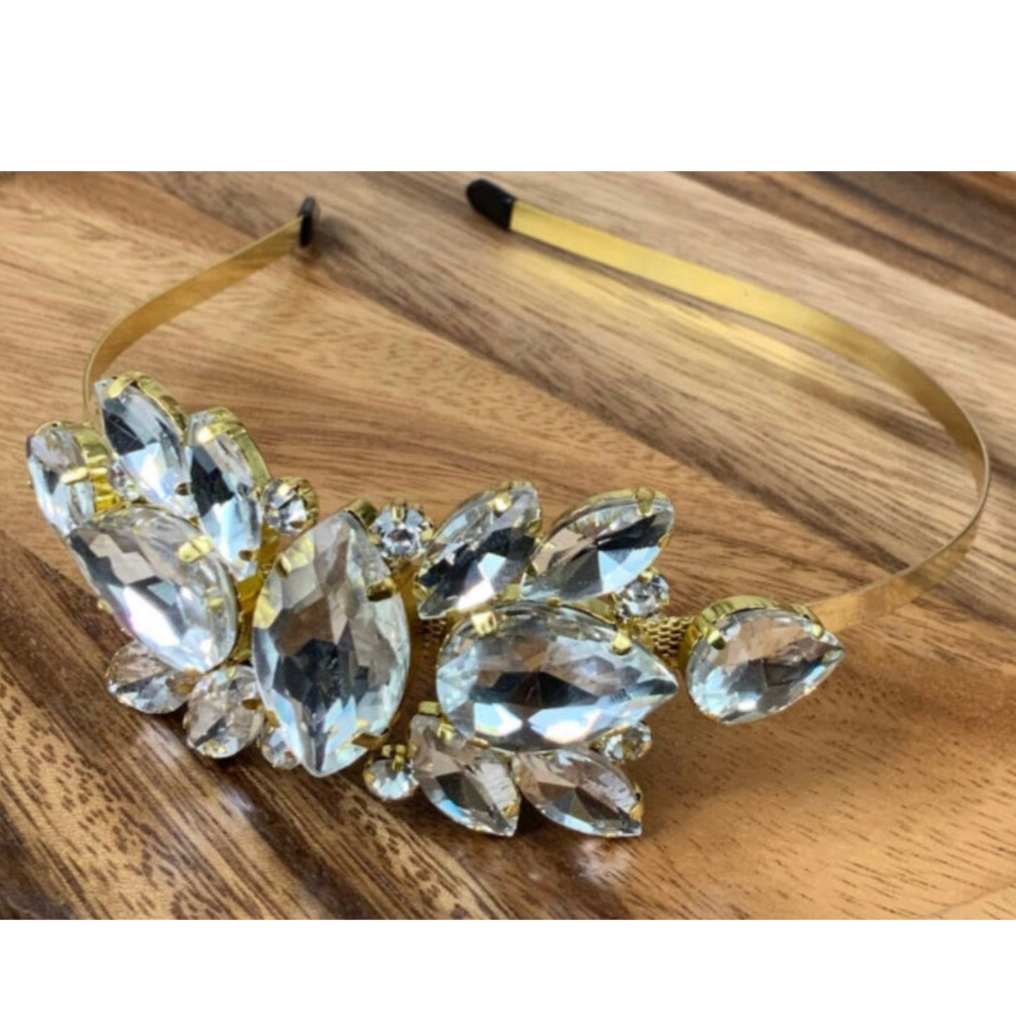 Clear and Gold Rhinestone Metal Headband