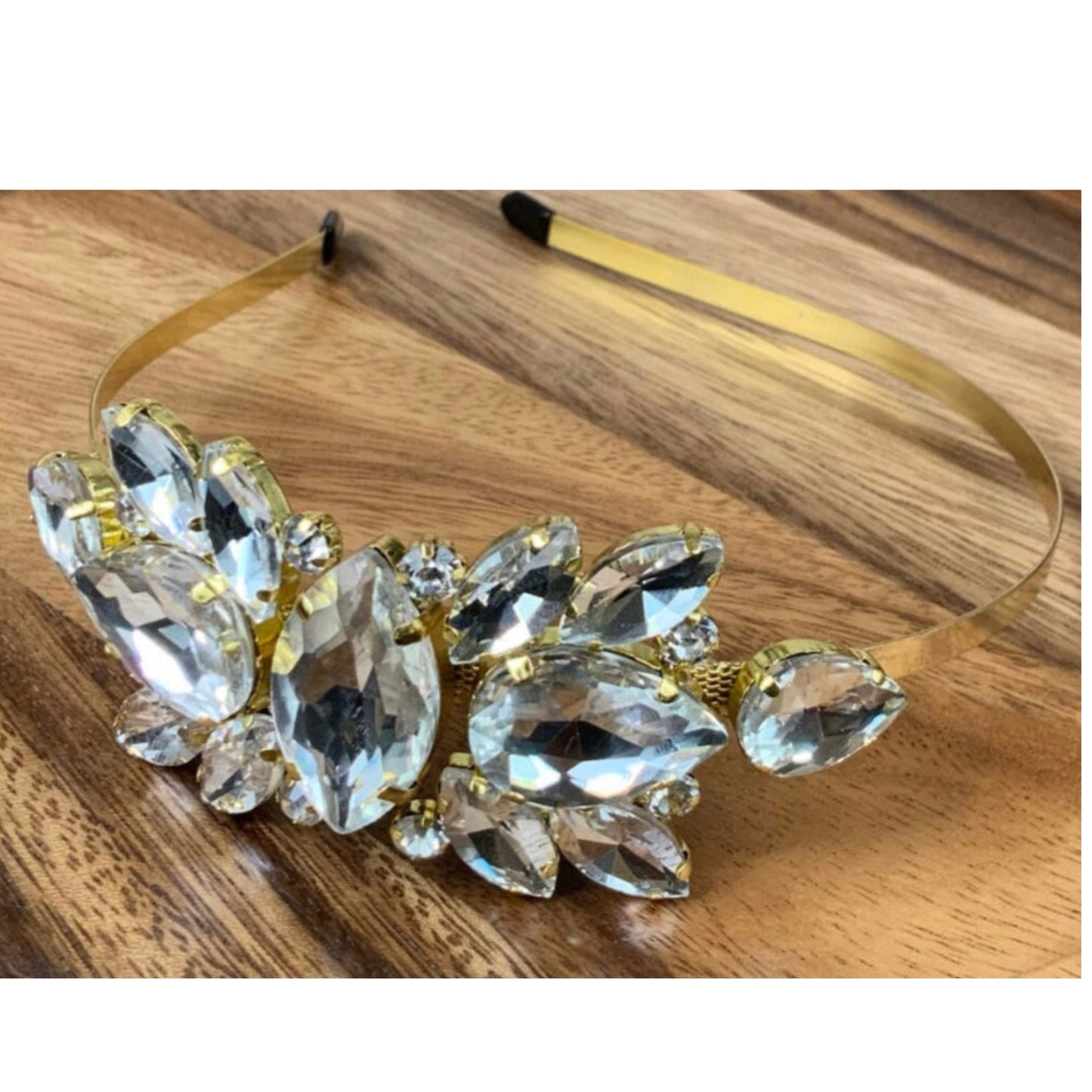 Clear and Gold Rhinestone Metal Headband