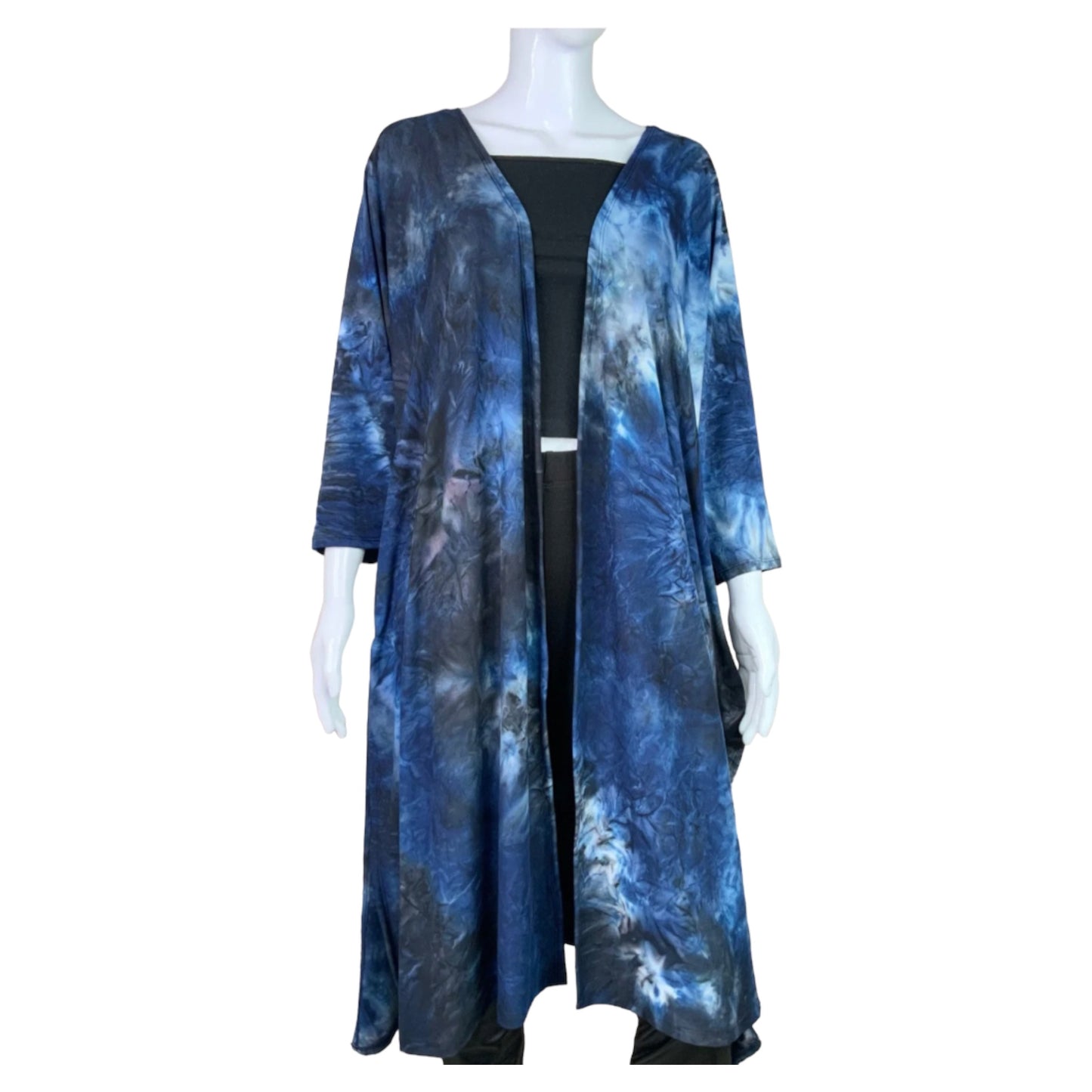 Blue Tie Dye Long Kimono