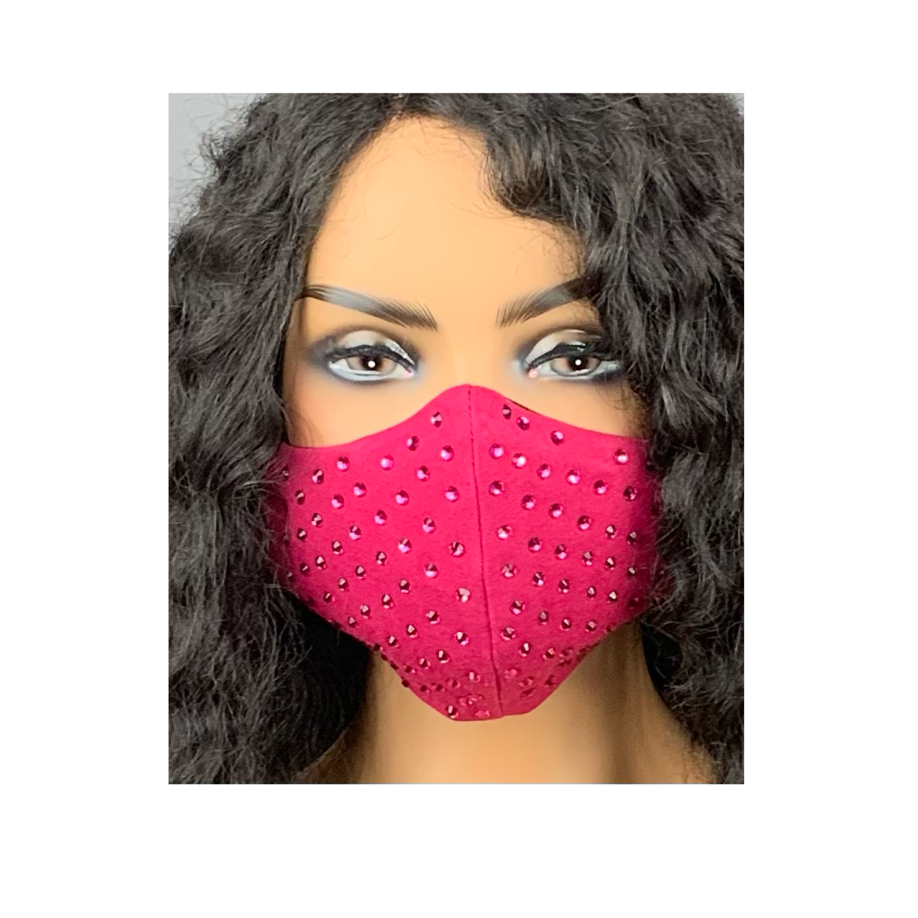 Face Mask Rhinestone Pink Mesh Mask Cover for Raves and Festivals