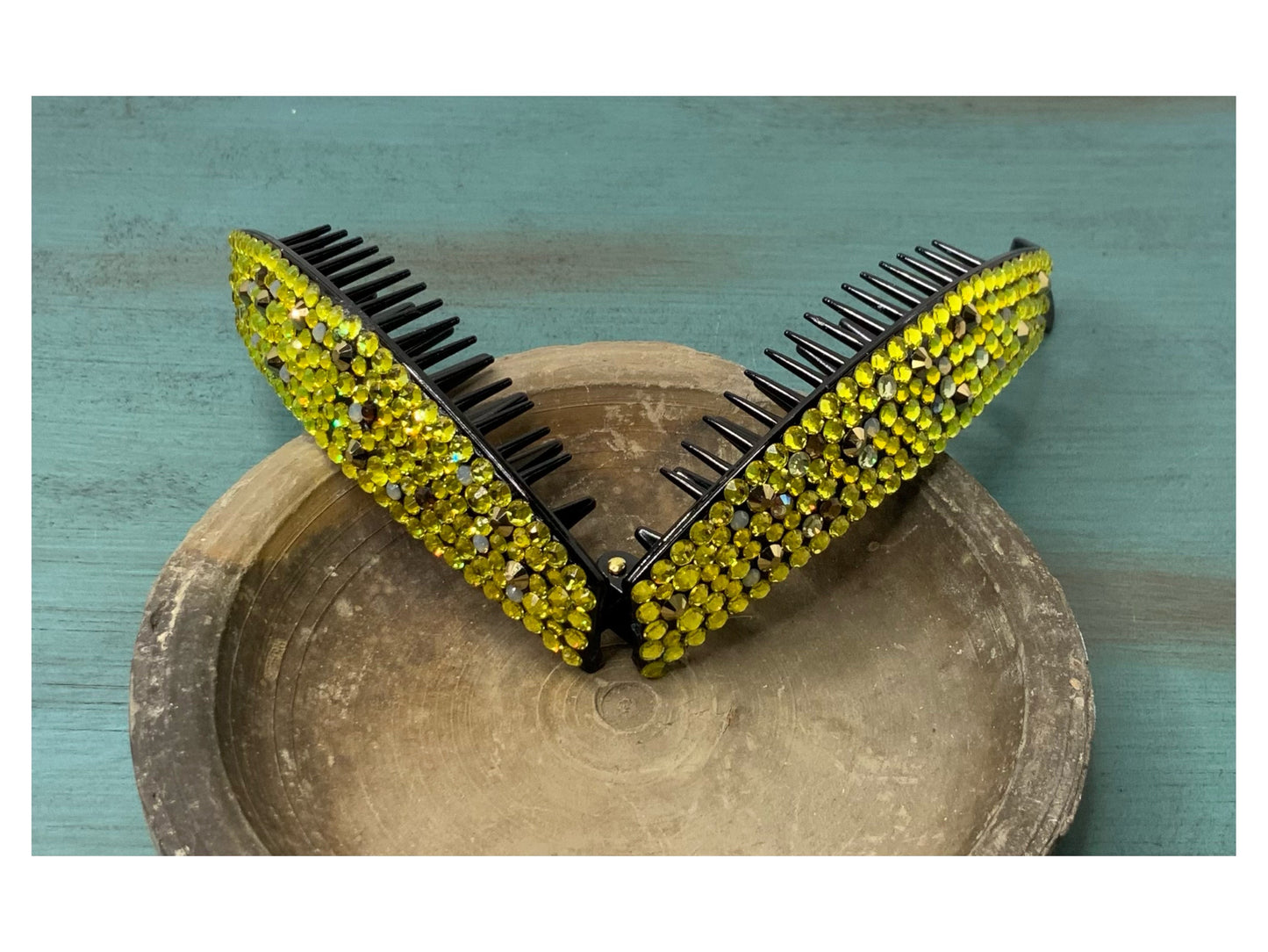 Yellow and Gold Rhinestone Banana Clip