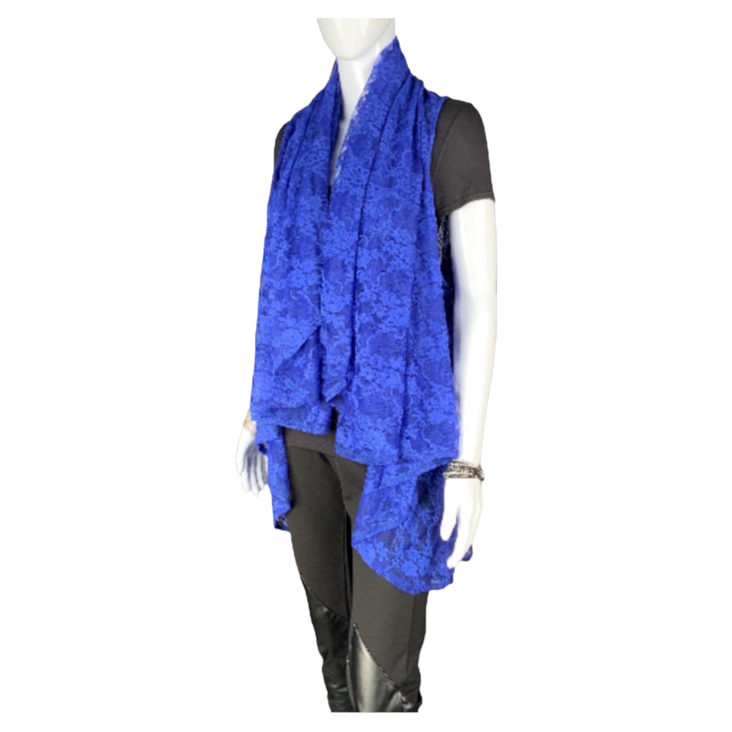 Royal Blue Lace Sleeveless Duster