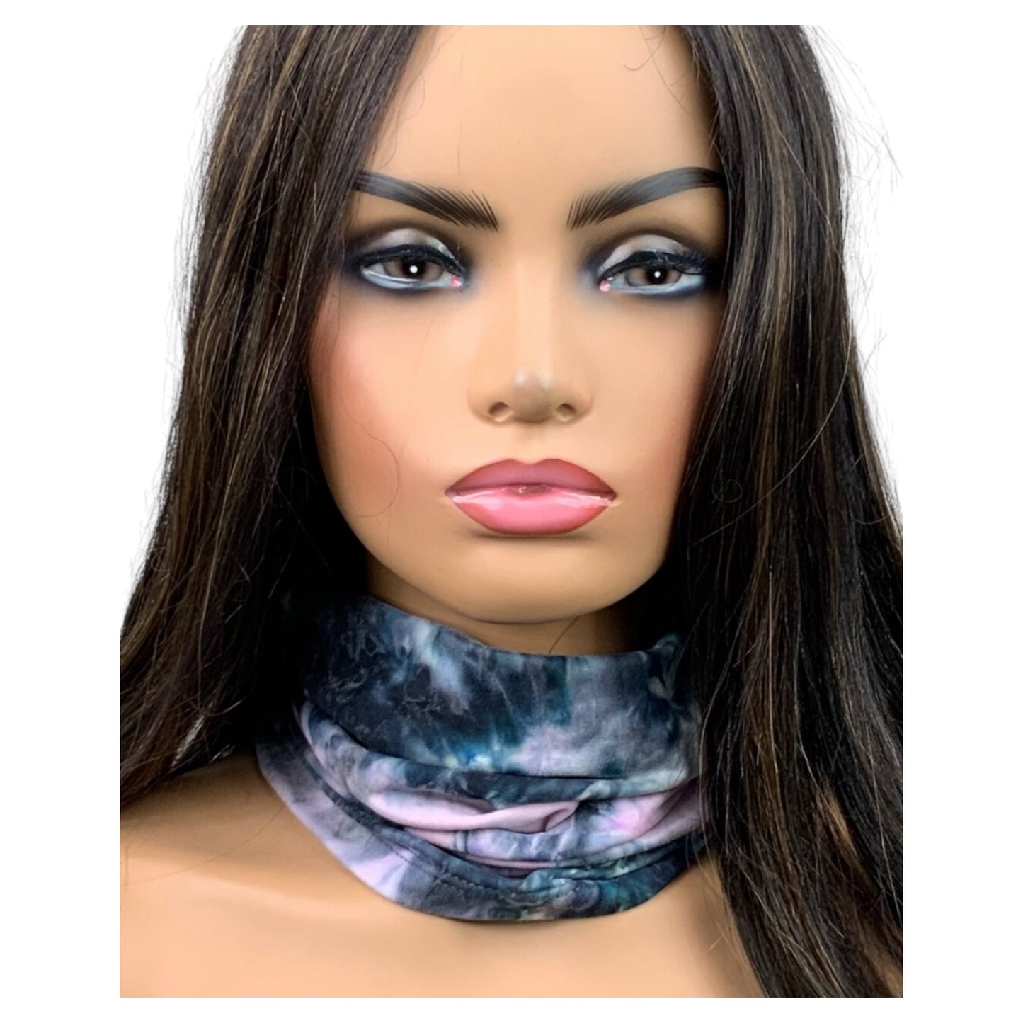 Pink and Gray Tie Dye Wide Scrunch Headband