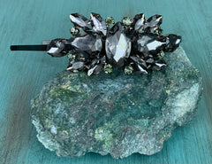 Smoky Gray Quartz Rhinestone Metal Headband
