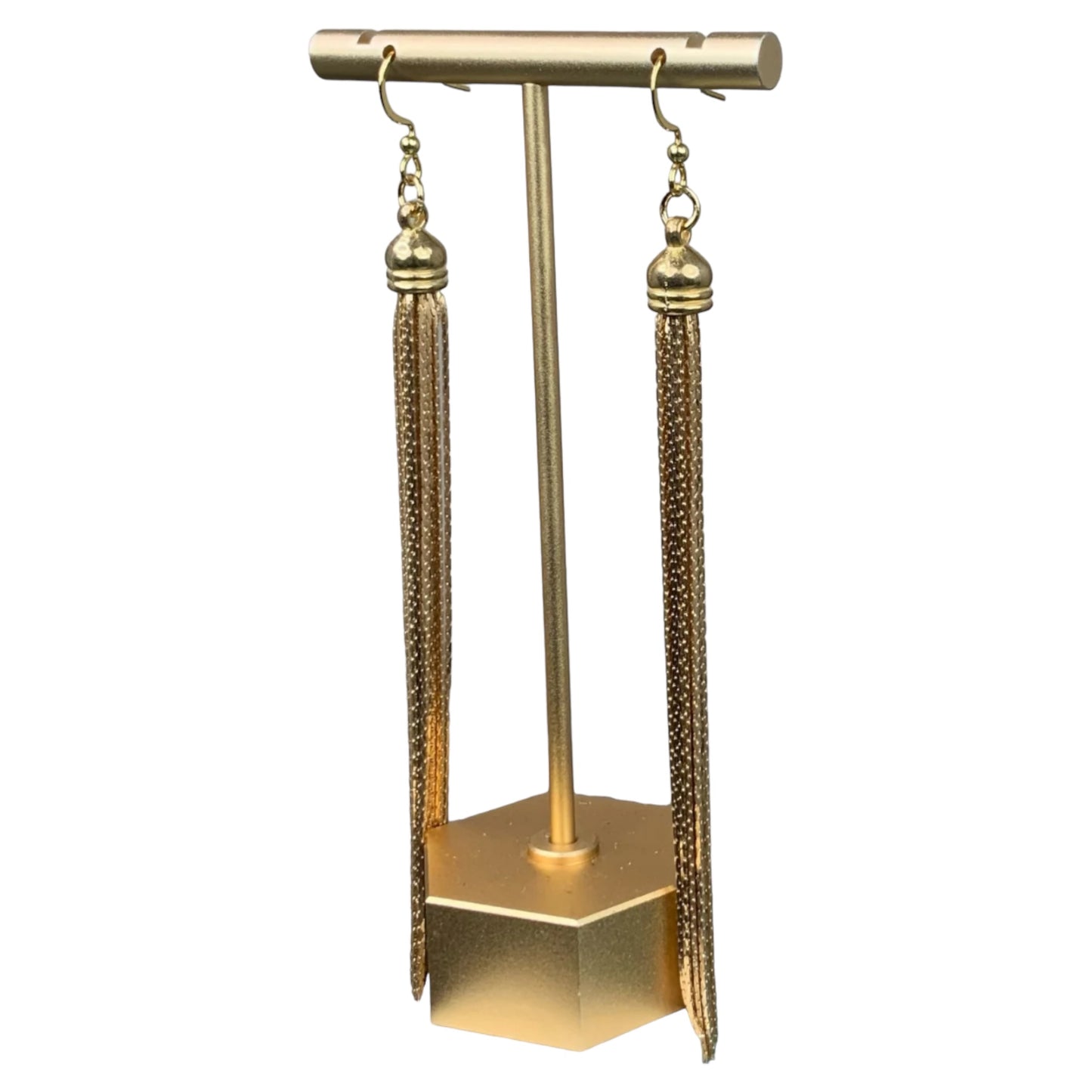 Gold Chain Tassel Dangle Earrings
