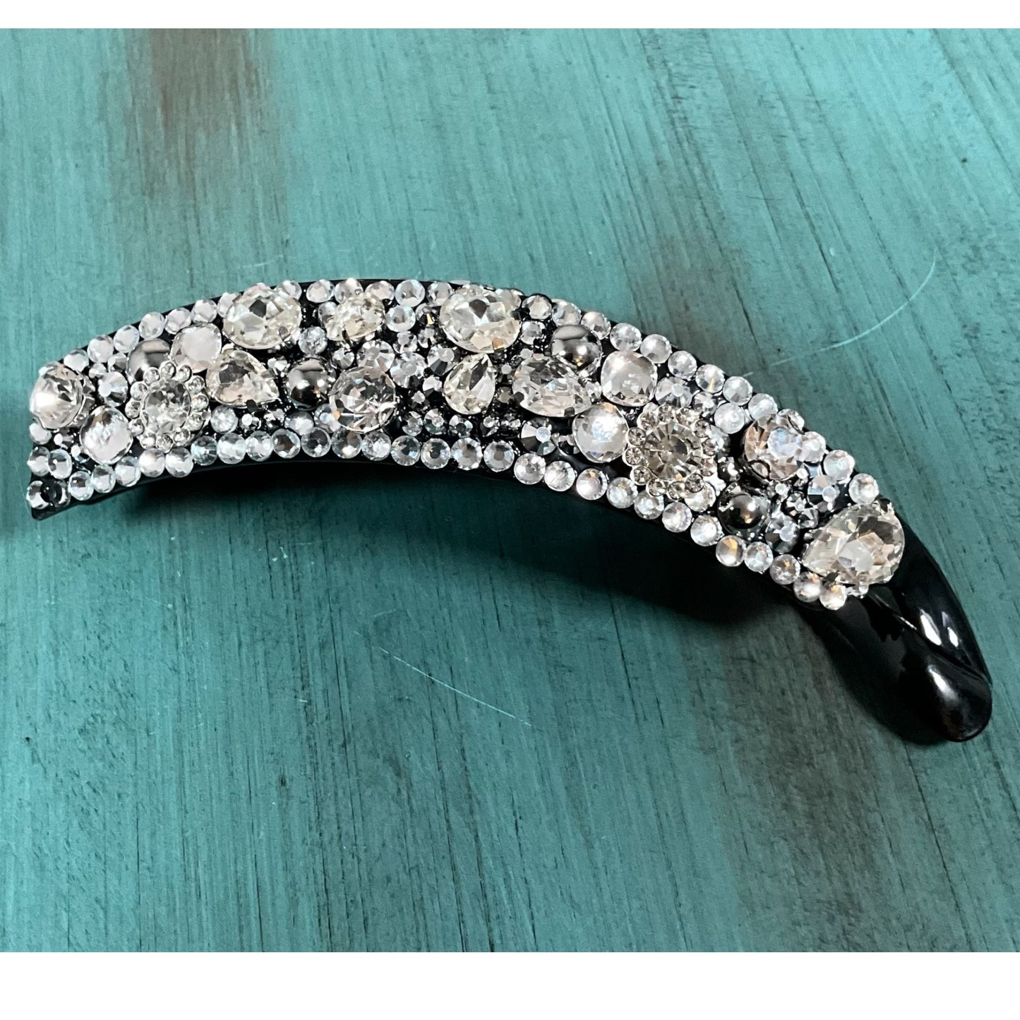 Clear Rhinestone Encrusted Banana Clip