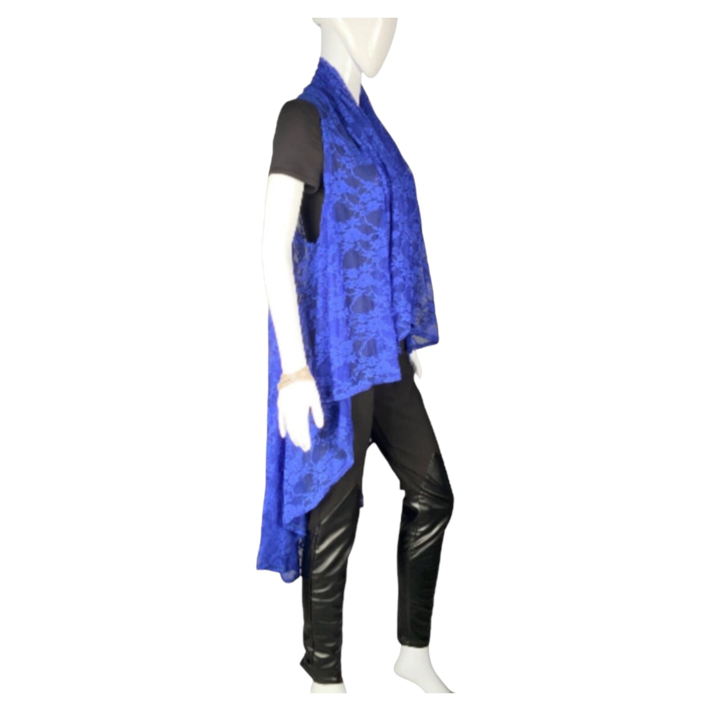 Royal Blue Lace Sleeveless Duster