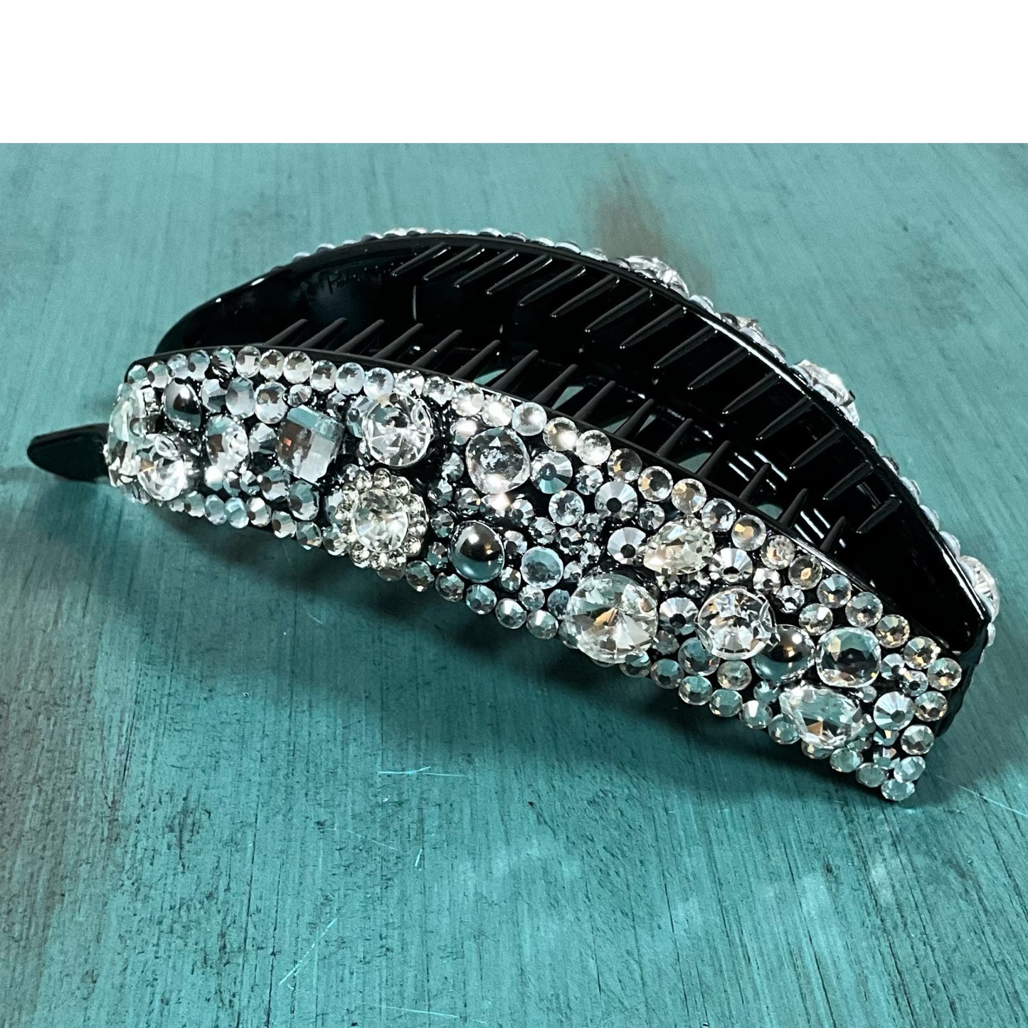 Clear Rhinestone Encrusted Banana Clip