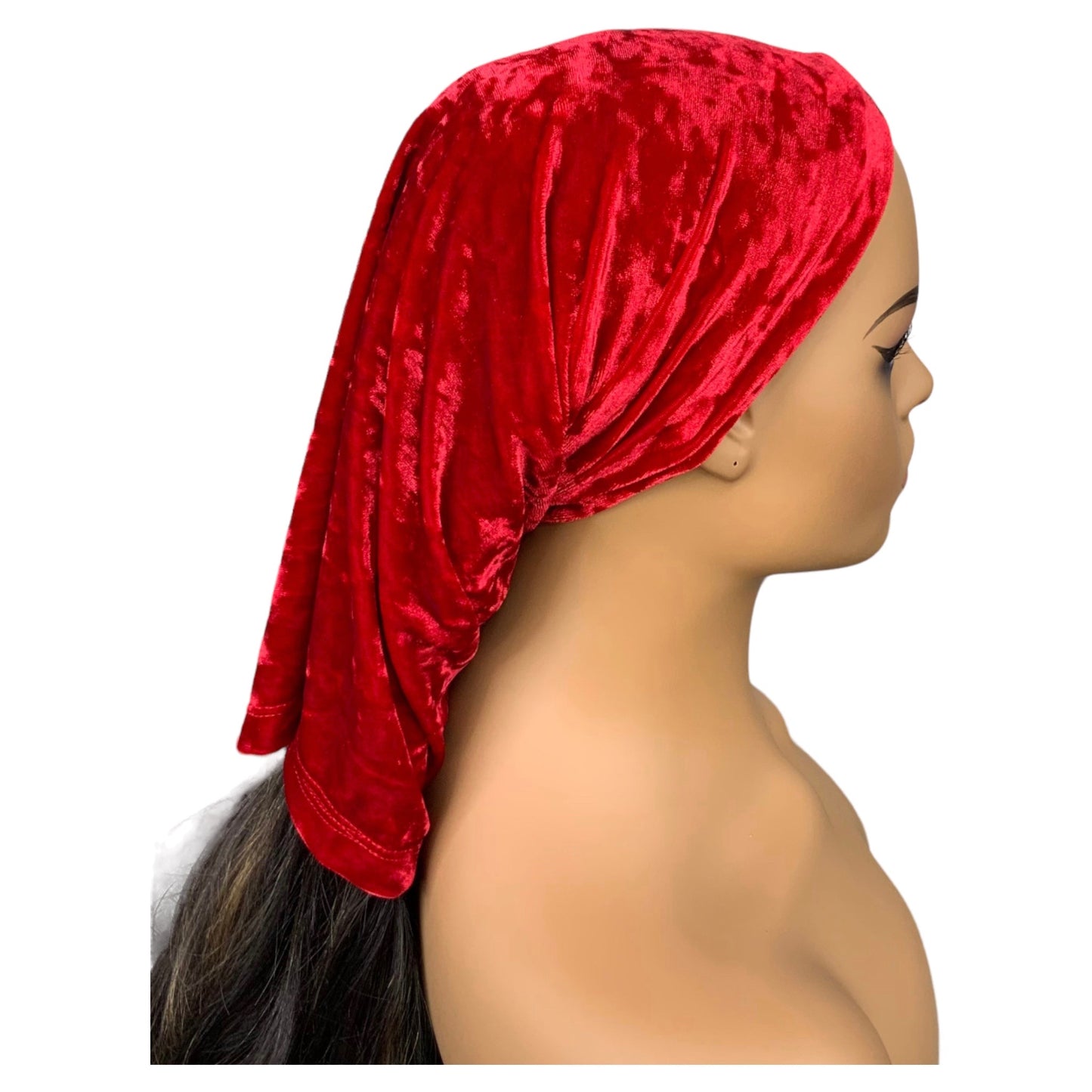 Red Crushed Velvet Wide Scrunch Headband