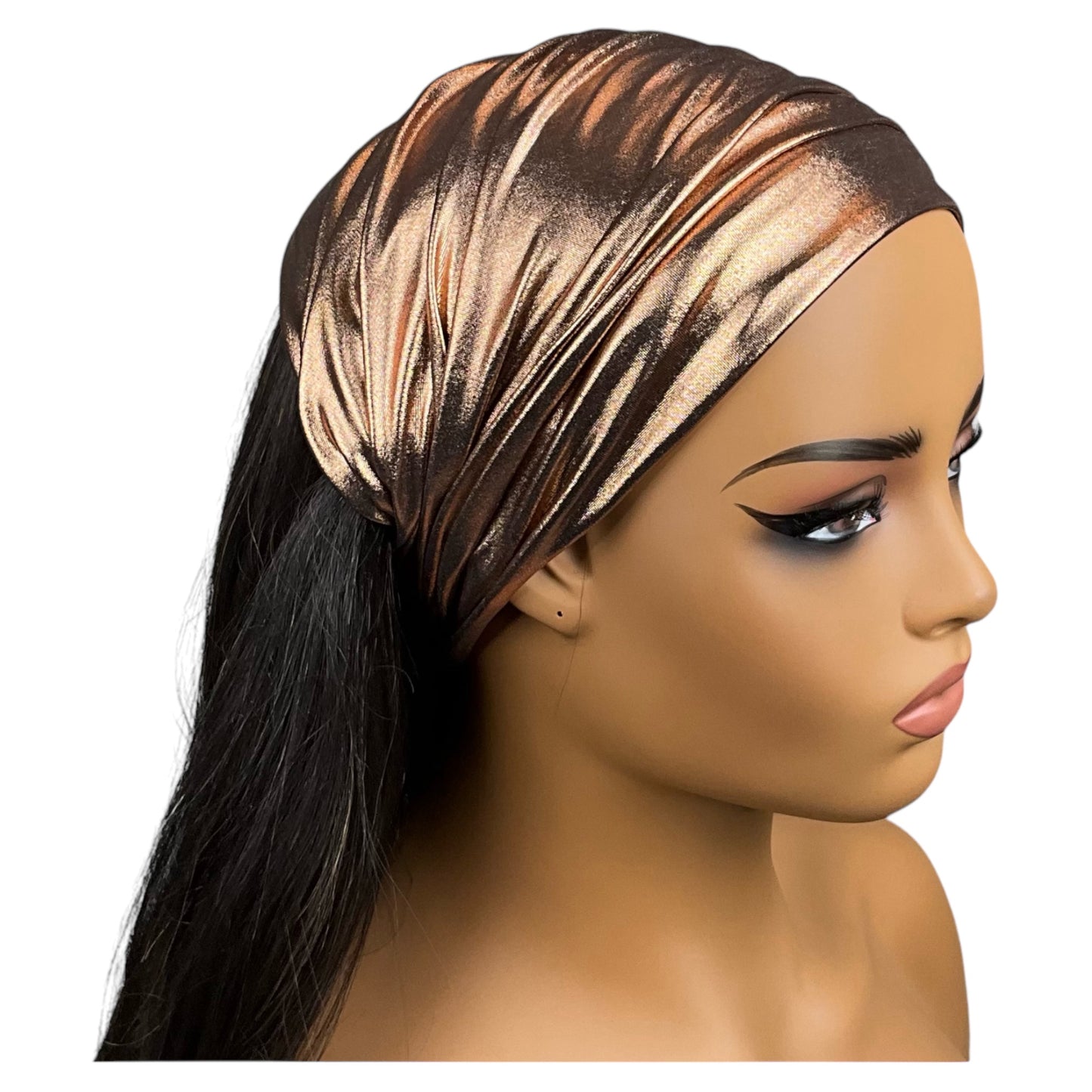 Metallic Copper Wide Scrunch Headband