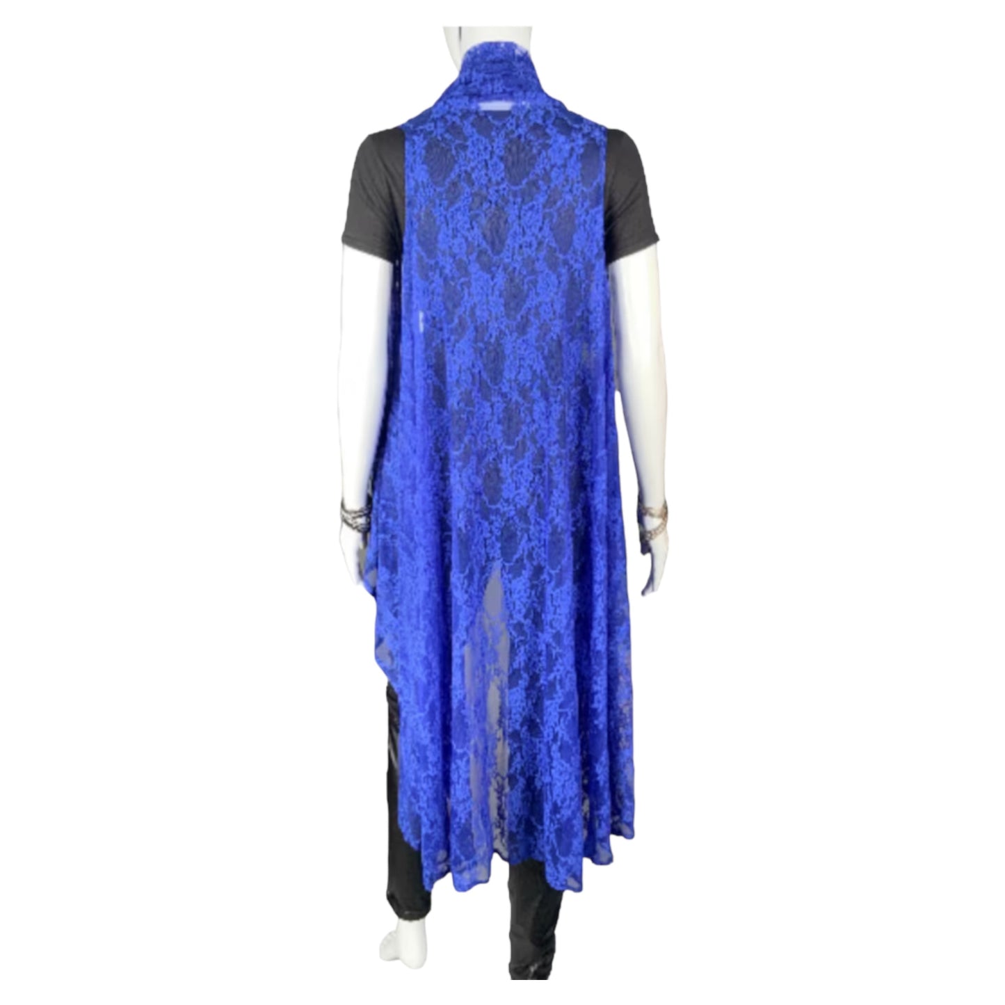 Royal Blue Lace Sleeveless Duster