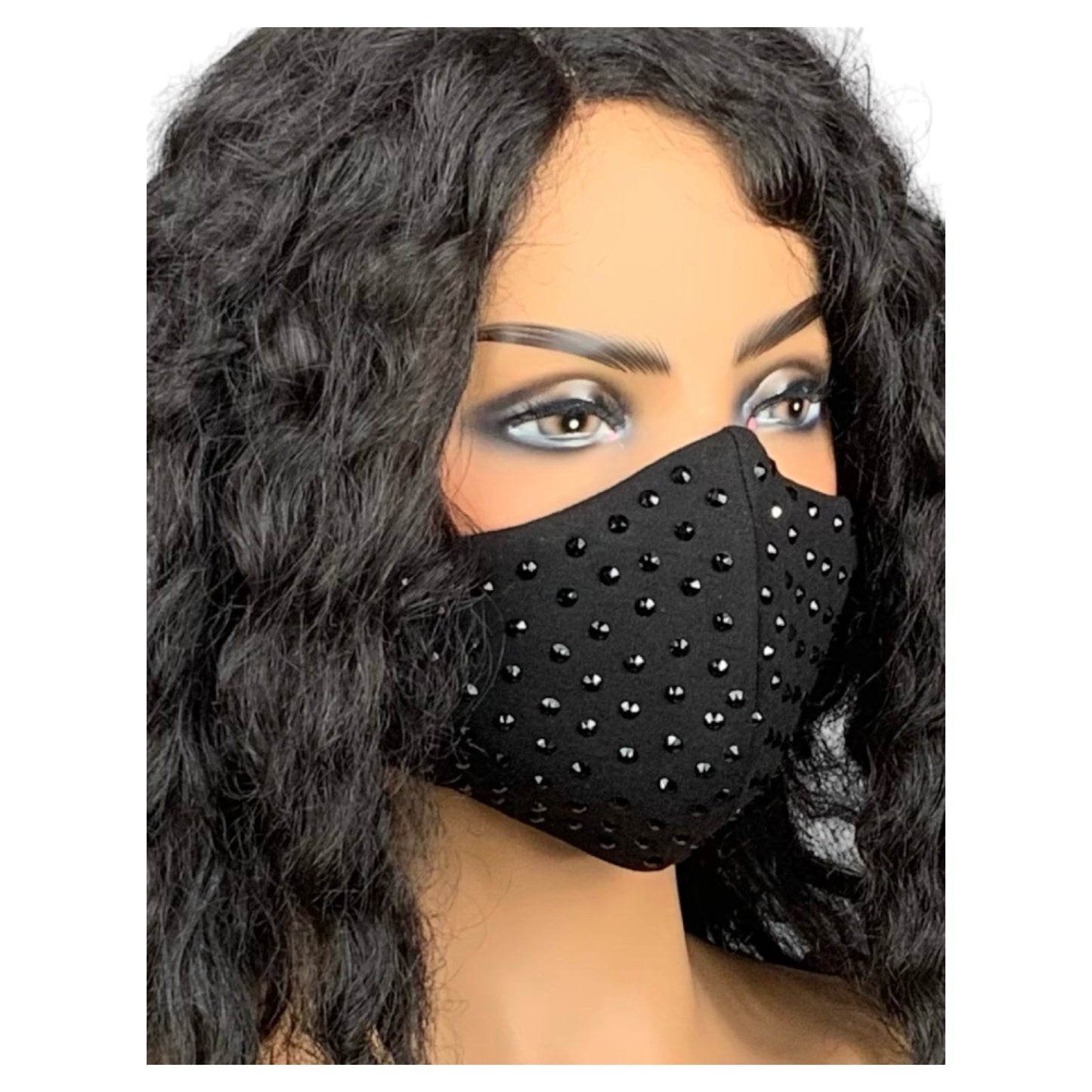 Black Face Mask with Rhinestones