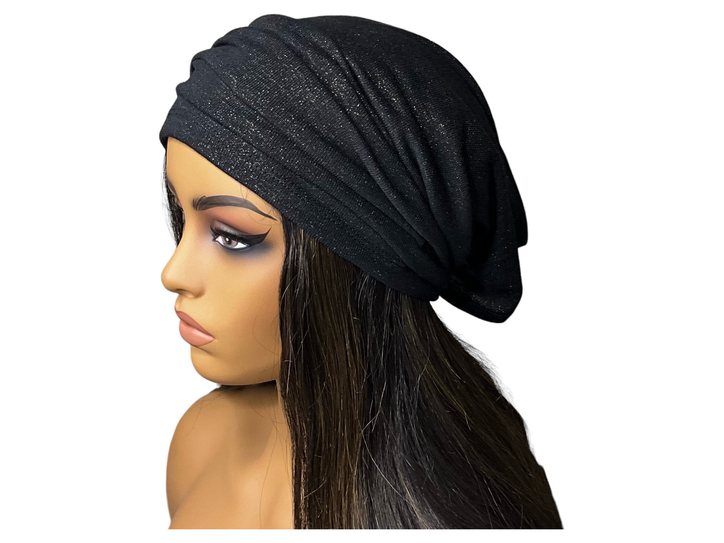 Black with Gold Shimmer Wide Scrunch Headband