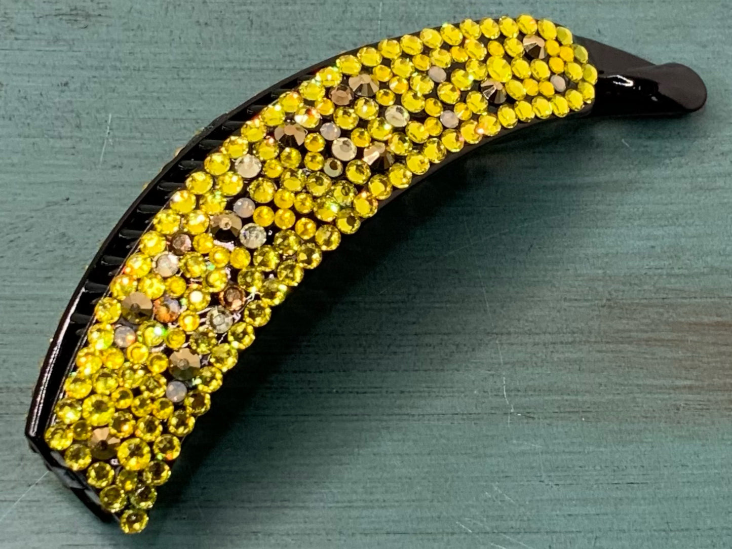 Yellow and Gold Rhinestone Banana Clip