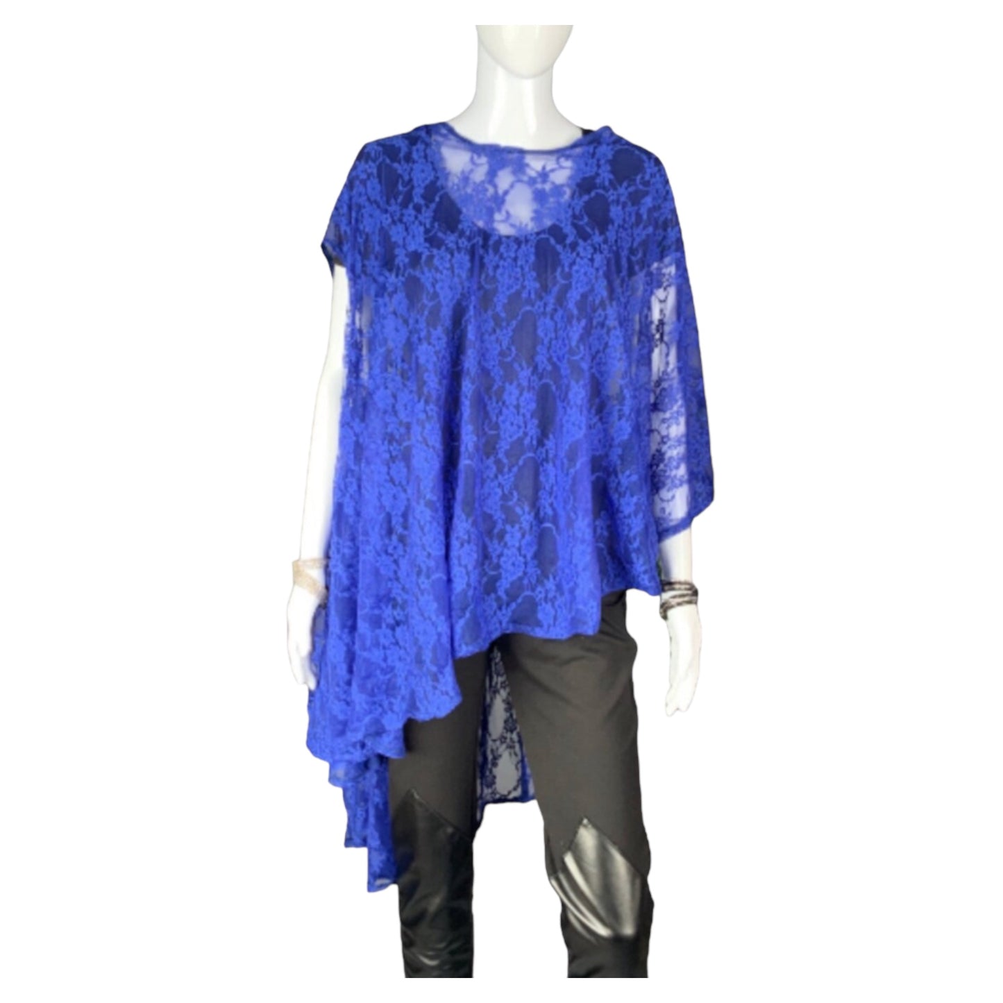 Royal Blue Lace Sleeveless Duster