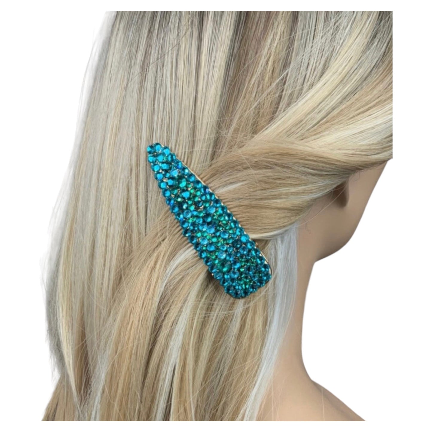 Teal Green Rhinestone Embellished Alligator Clip