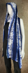 Blue and White Batik Print Chiffon Scarf