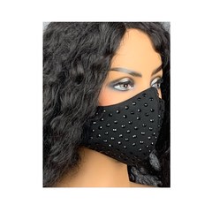 Black Face Mask with Rhinestones