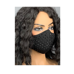 Black Face Mask with Rhinestones