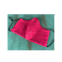 Fuchsia Pink Rhinestone Face Mask