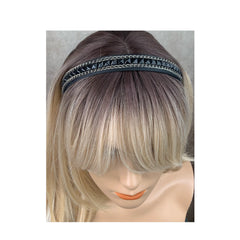 Black and Silver Rhinestone and Chain Trim Headband