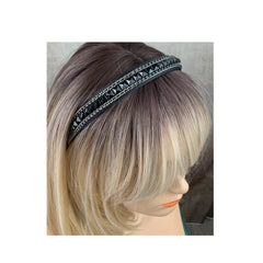 Black and Silver Rhinestone and Chain Trim Headband