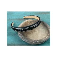 Black and Silver Rhinestone and Chain Trim Headband