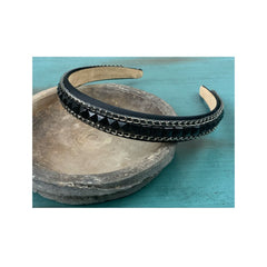 Black and Silver Rhinestone and Chain Trim Headband