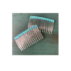 Luminous Blue Rhinestone Hair Comb Set