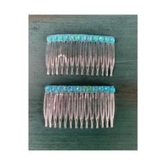 Luminous Blue Rhinestone Hair Comb Set