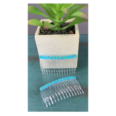 Luminous Blue Rhinestone Hair Comb Set